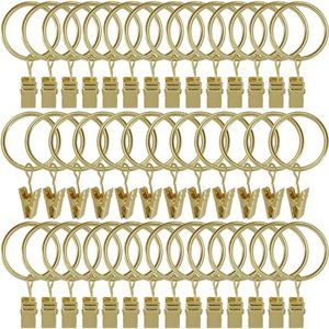 40 Pack Curtain Rings with Clips, Drapery Clips Rings, Hangers Drapes 1.26 Inch